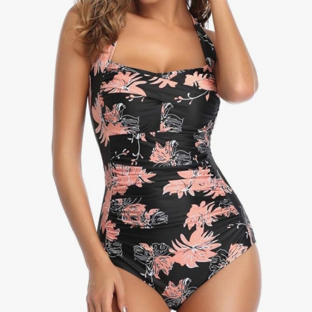 Hawaiian full piece swimsuit w/tummy control